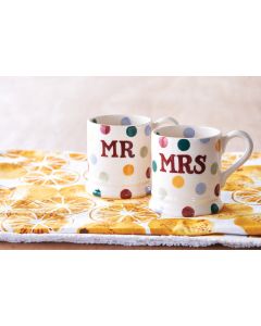 POLKA DOT MR & MRS SET OF 2 1/2 PINT MUGS EMMA BRIDGEWATER