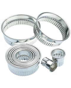 SET OF 11 METAL FLUTED PASTRY CUTTERS